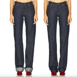 GRLFRND Graham Low Rise Straight Cuffed Og Crispy Dark Wash Blue Denim Jeans 25